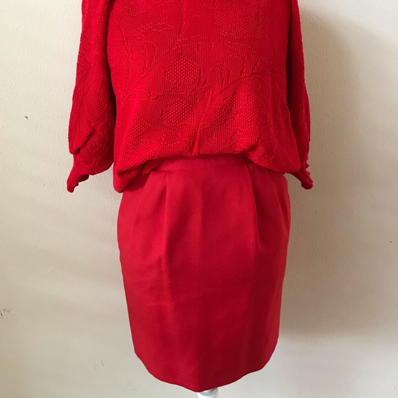 Vintage Red Pencil Skirt - Picture 2 of 6